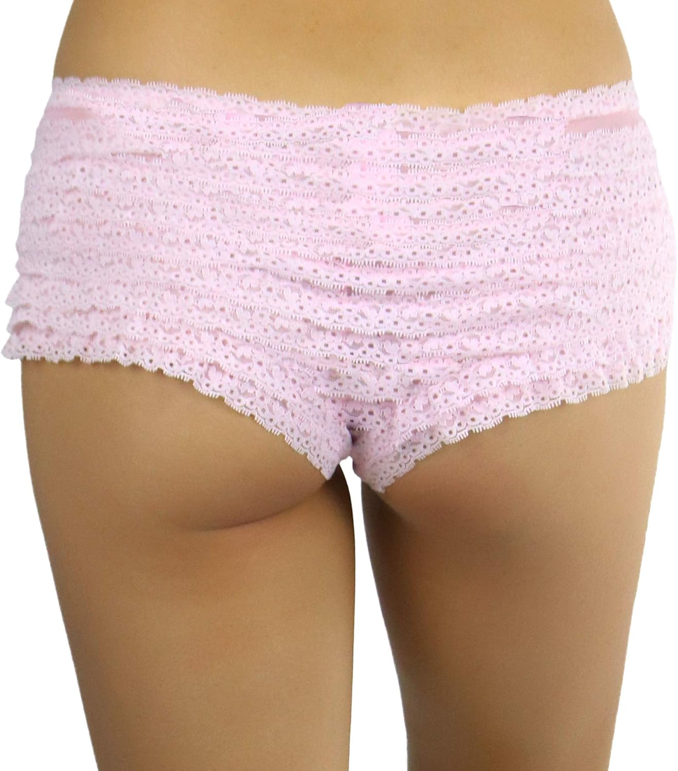 ToBeInStyle Women’s Mesh Ruffle Lace Cheeky Boyshort Panty Booty Shorts Burlesque Retro Style - Image 3