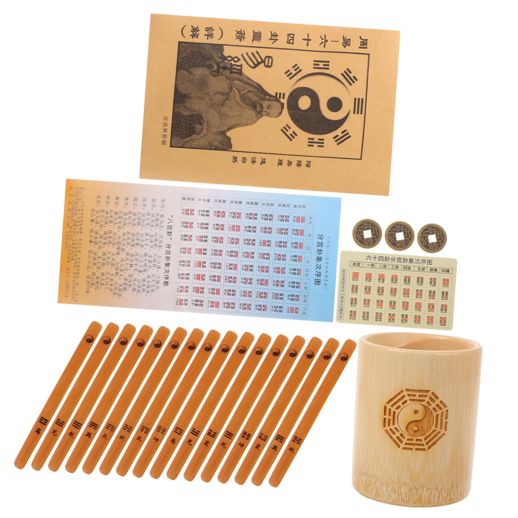 SUPVOX Set of 6 Chinese Divination Sticks Feng Shui Decor Bamboo Pot Chinese Style Fortune Telling Props Party Favor