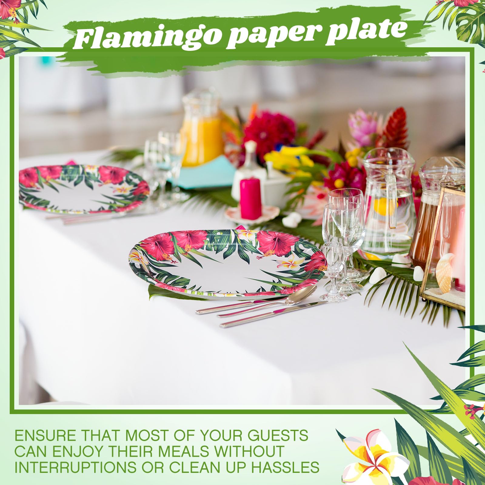 Hawaiianische Luau-Partyzubehör, ovale Pappteller, tropische Luau-Pappteller, 30,5 x 25,4 cm, hawaiianische Blumen, Serviertablett für Sommer, Strand, Geburtstag, Party, Dekorationen, 100
