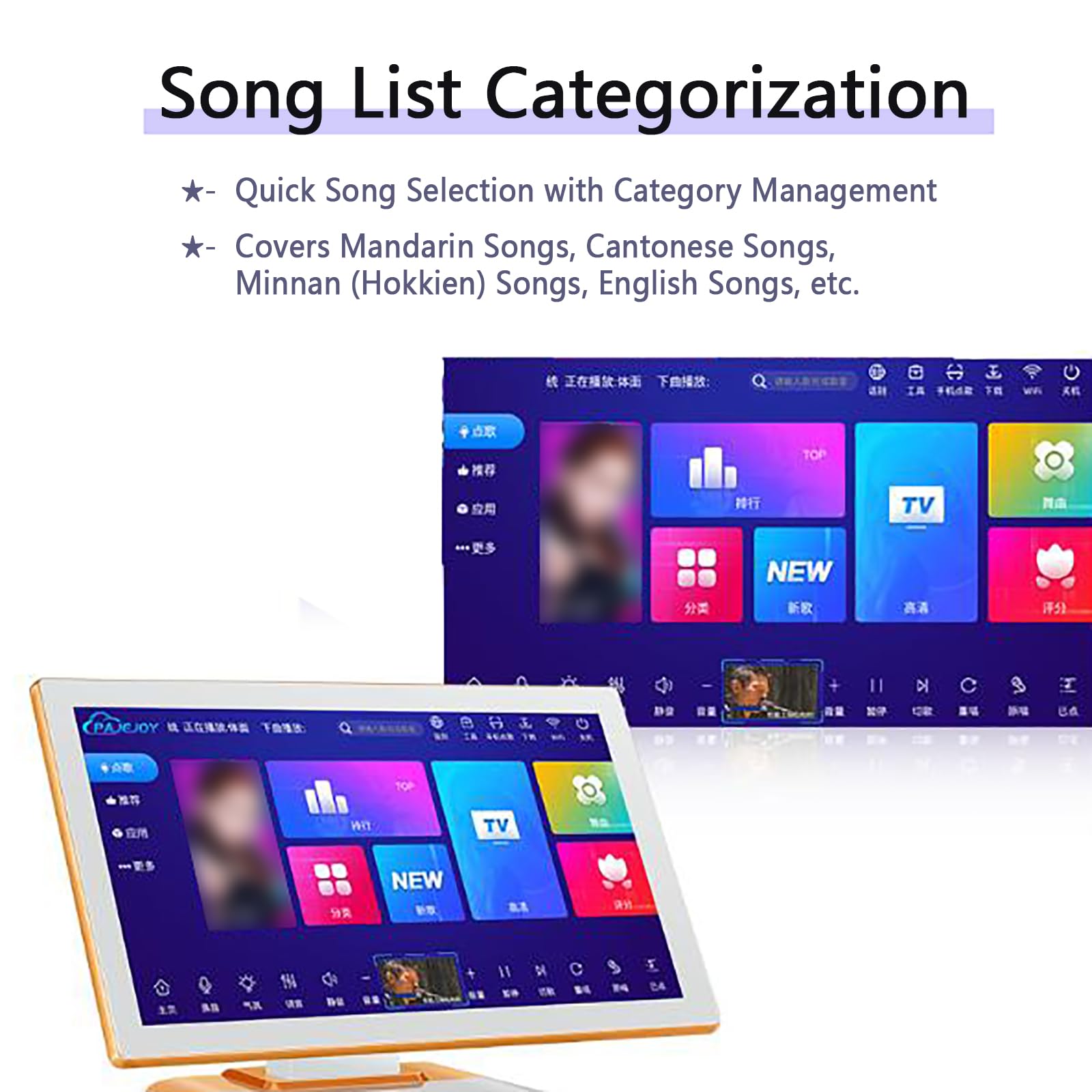 Lettore Karaoke da 19/21,5 Pollici, Schermo Touch HD, Controllo vocale Intelligente, Memoria da 500 GB a 8 TB + interfacce Multiple, per Feste al Chiuso e all;Aperto (A 21.5inch)