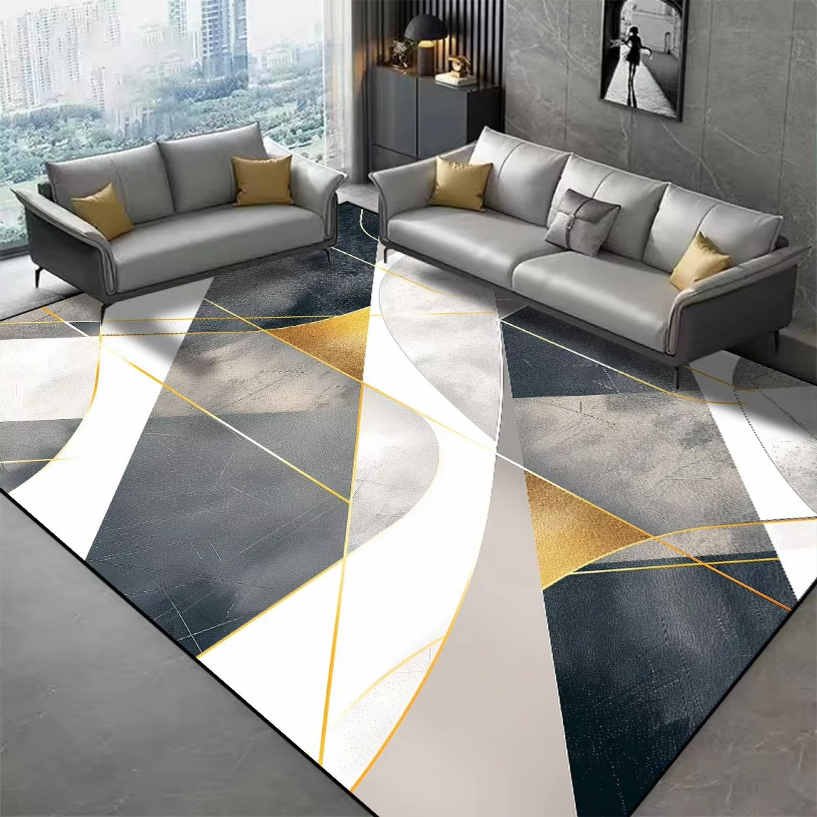 Tapis de salon moderne 100x120cm antidérapant et lavable pour décoration de chambre