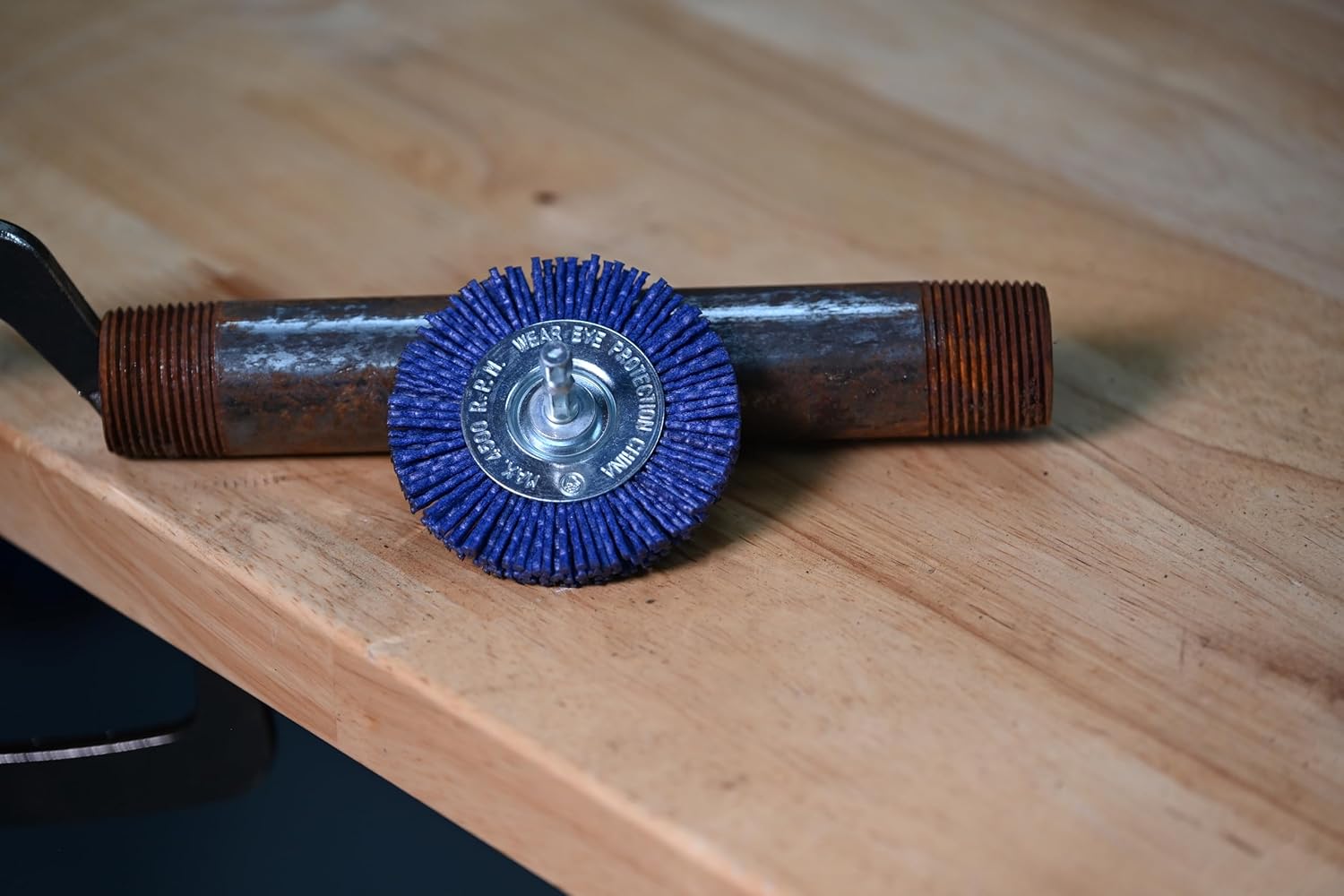 Century Drill & Tool 77431 3" Coarse Nylon Radial Brush, 80 Grit, 1/4" Quick Change Shank, 4,500 RPM - Nylon Bristles for Metal, Wood, Plastic, Masonry