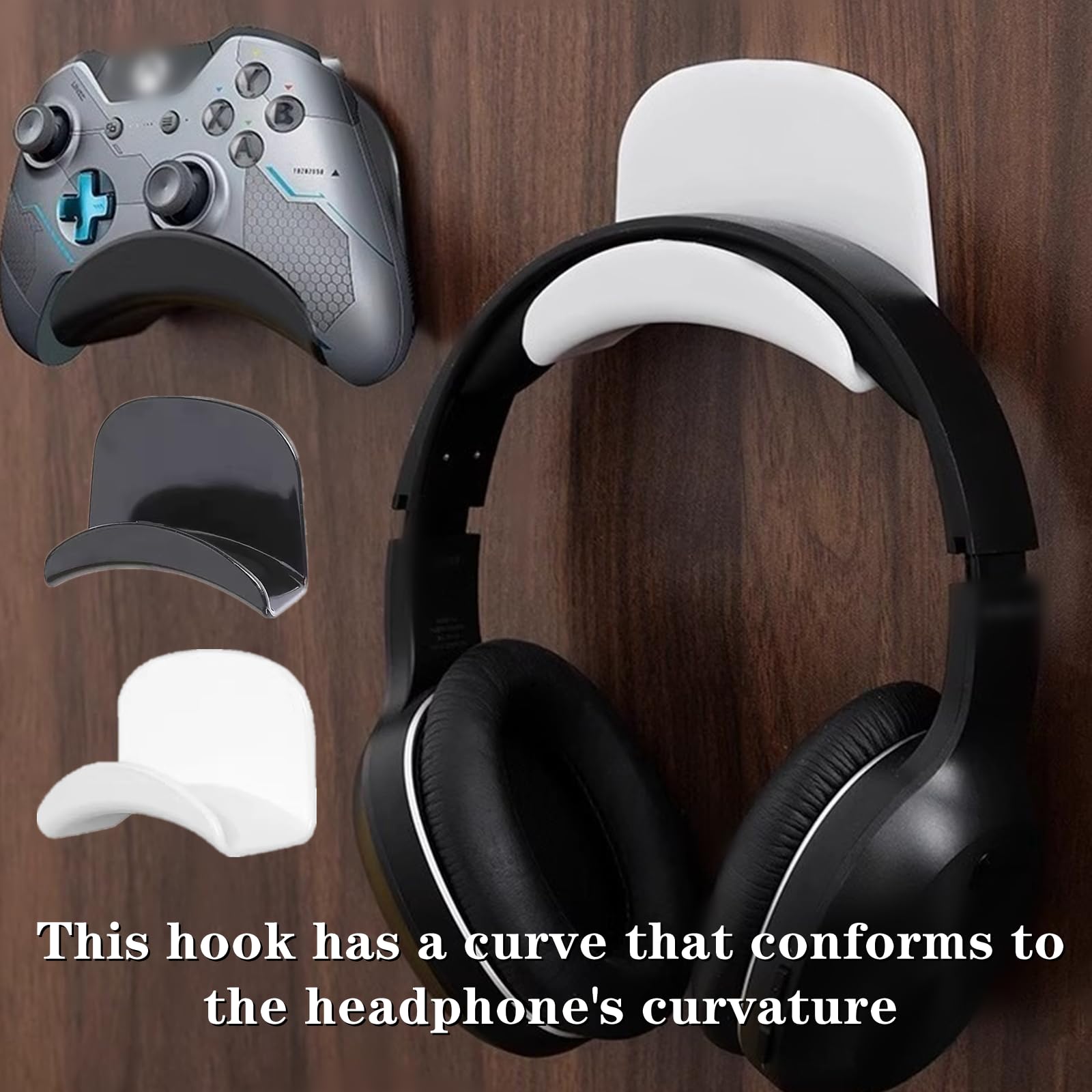4 ganchos universales para auriculares, soporte de pared para auriculares, soporte para auriculares con autoadhesivo extraíble para todos los auriculares/controladores, soporte de montaje