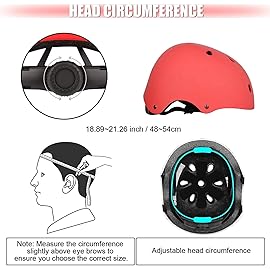 WayEee Kids Bike Helmet Set Skateboard Knee Pads, 7PCS Protective Gear Adjustable for Girls Boys 3-10 Age Elbow Pads Wrist Guards for Outdoor Sports Cycling Bike Roller Skating Scooter, Youth, Red