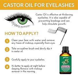 yethious Castor Oil Organic Cold Pressed Unrefined Growth for Eyelashes, Eyebrows, Hair. Skin Moisturizer & Hair Treatment Starter Kit