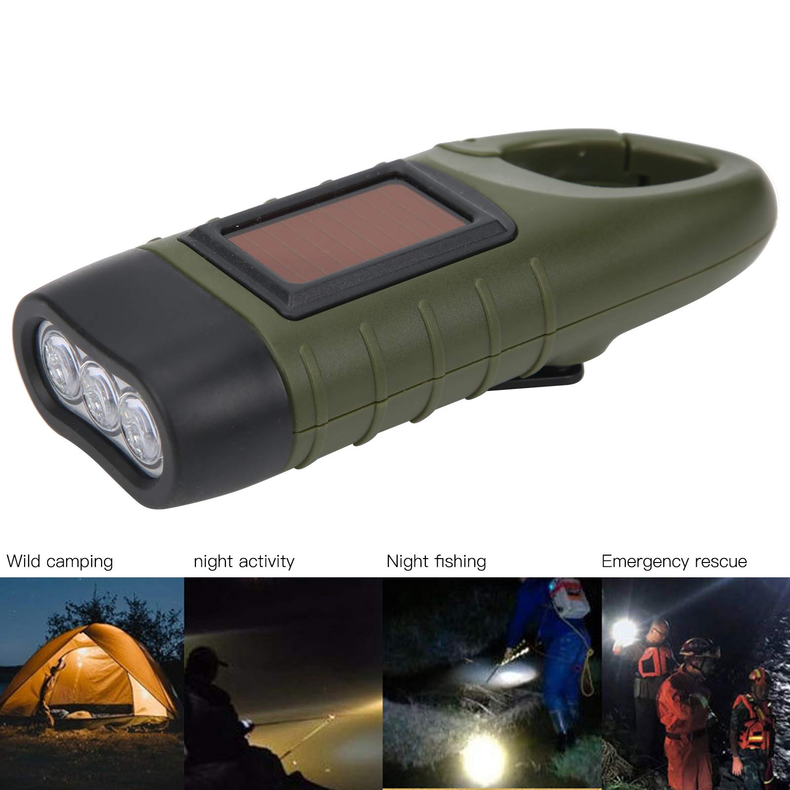 Acheter Lampe de poche LED Portable, torche Dynamo à manivelle, lanterne multifonctionnelle, énergie solaire, Rechargeable