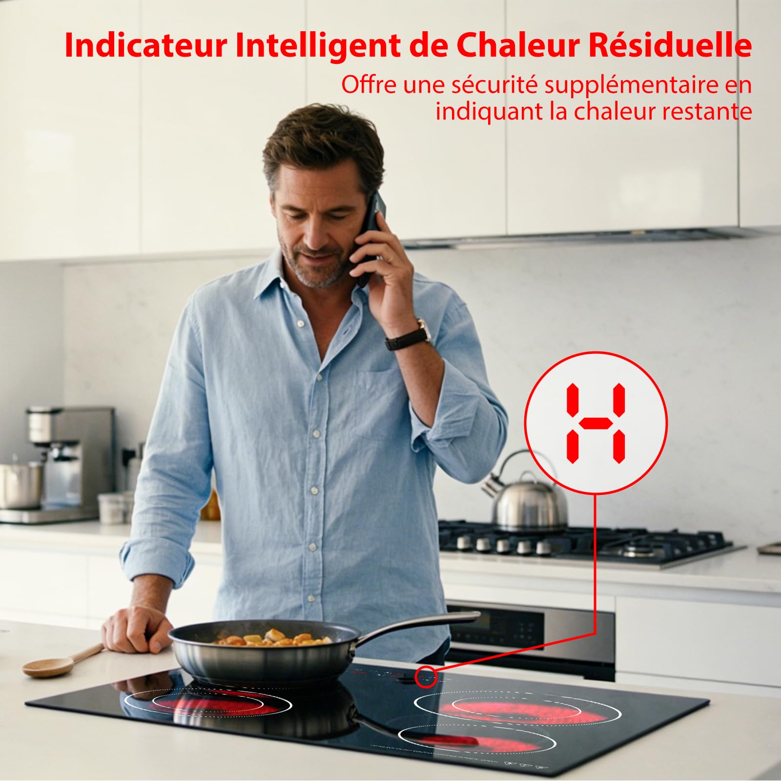 Plaque de Cuisson Électrique 60cm 4 Foyers 6700W Tactile