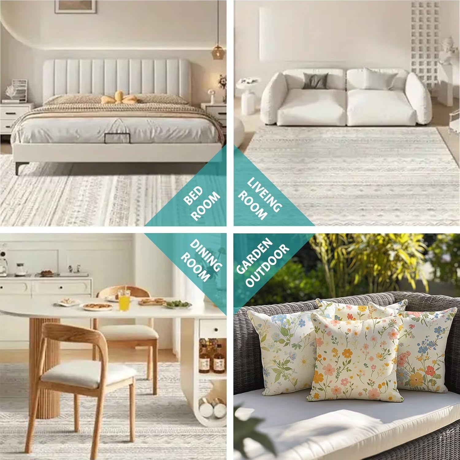 クッションカバー 60x80cm 青 Pillow Case 女の子 長方形 おしゃれ ソファ背当て リネン 座布団カバー 隠しジッ