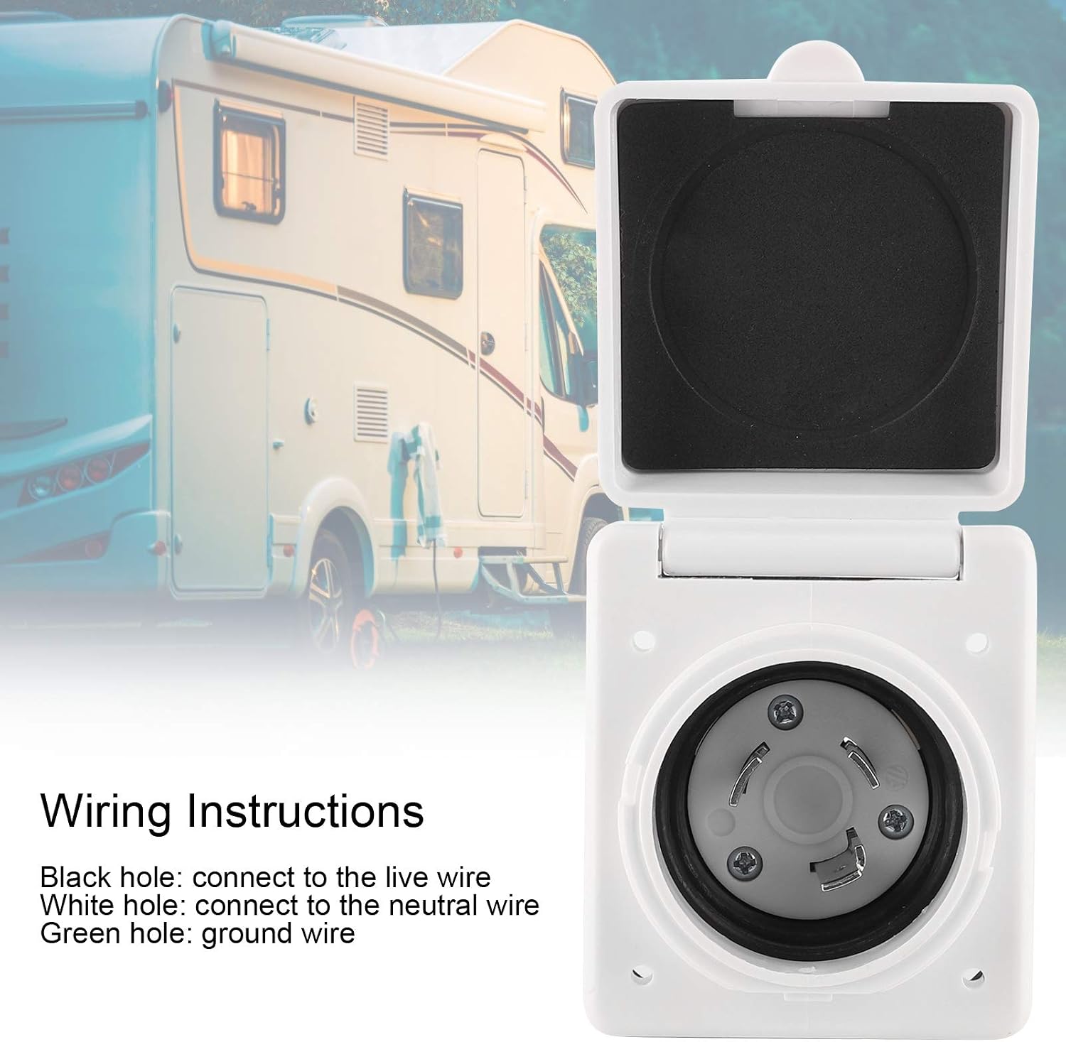 30A RV Power Inlet Box, 125V Male Plug Inlet with Locking Cover for RV, Marine, Trailers