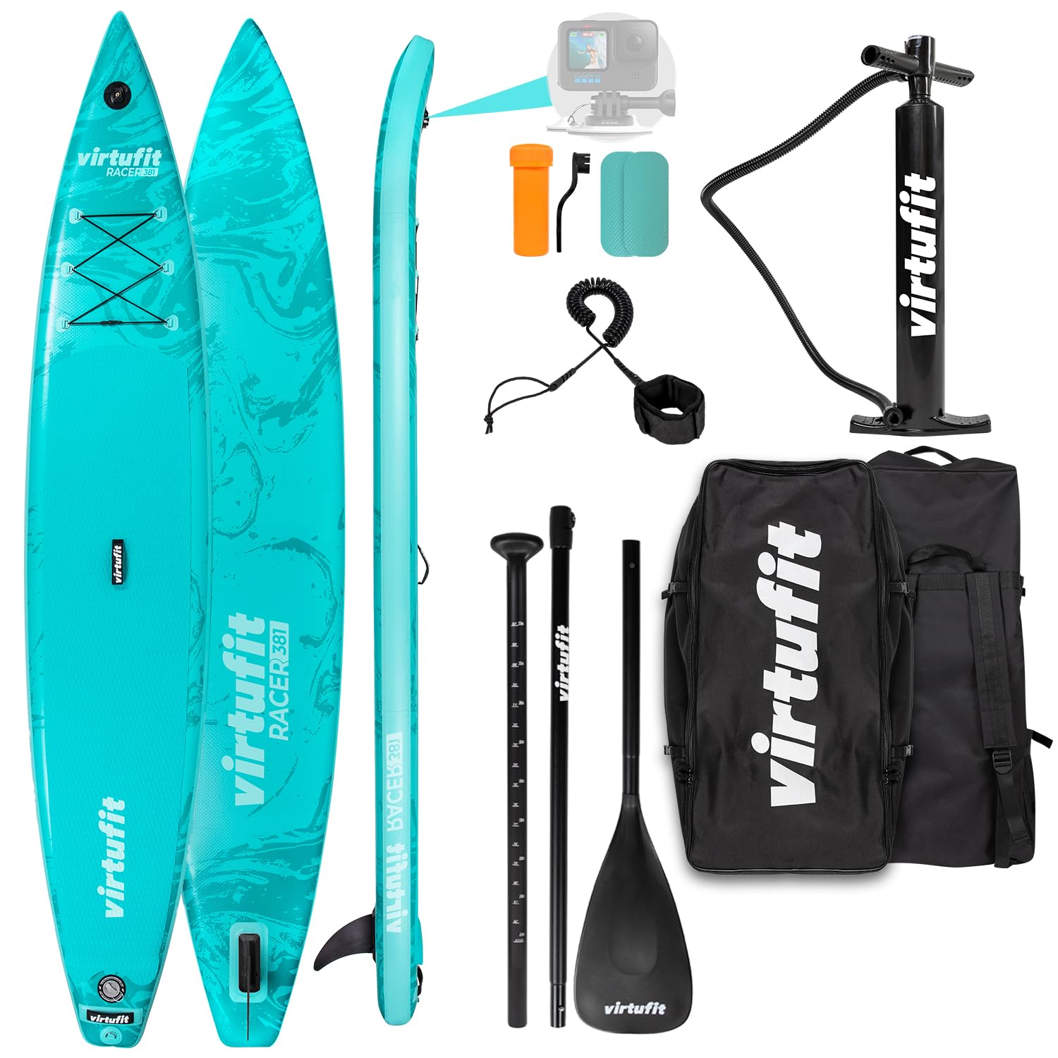VirtuFit Stand Up Paddle Board Set – Aufblasbares SUP Board mit Paddel, Rucksack und Zubehör für Freizeit, Touring und Allround Paddling