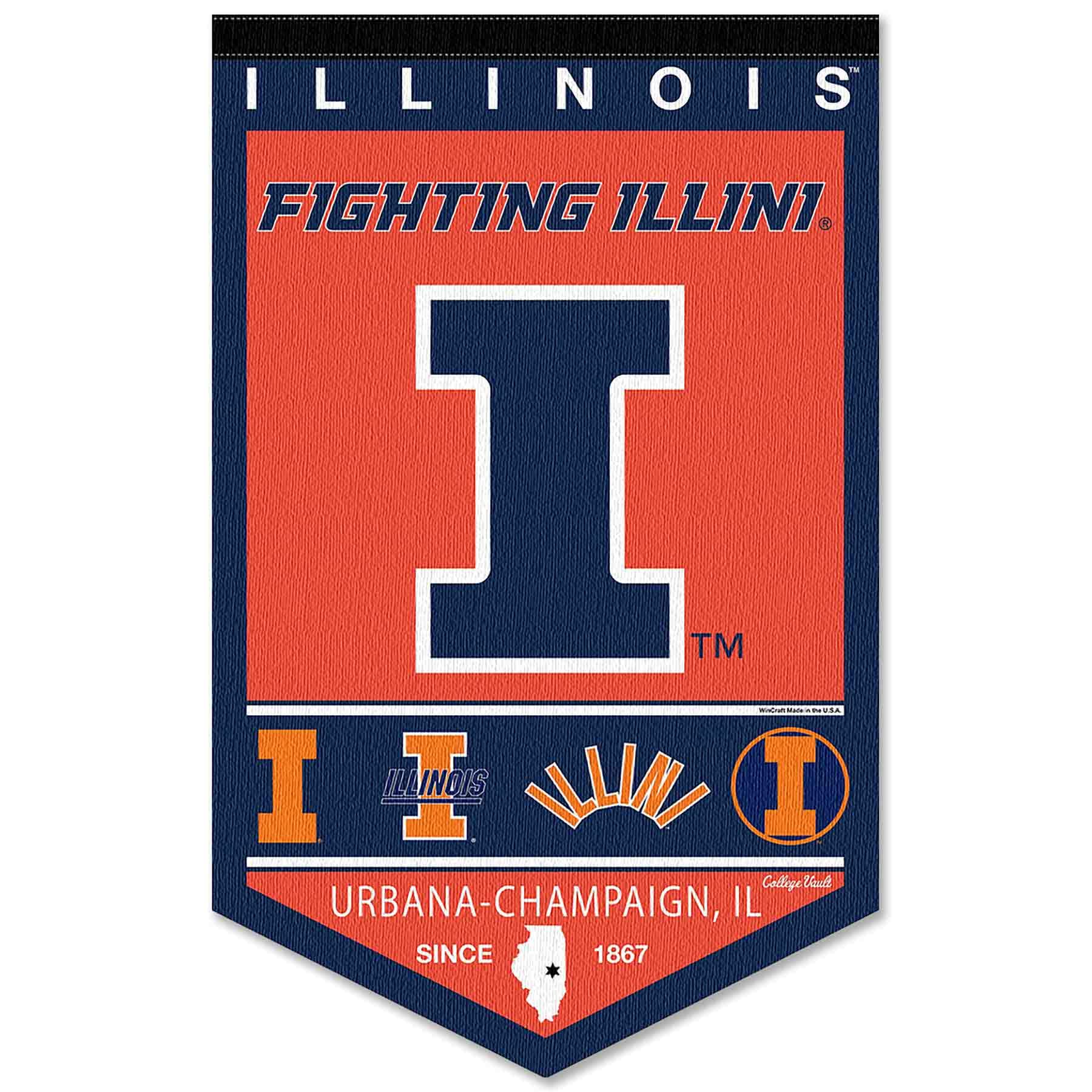 College Flags & Banners Co. Illinois Fighting Illini Heritage History Banner Pennant