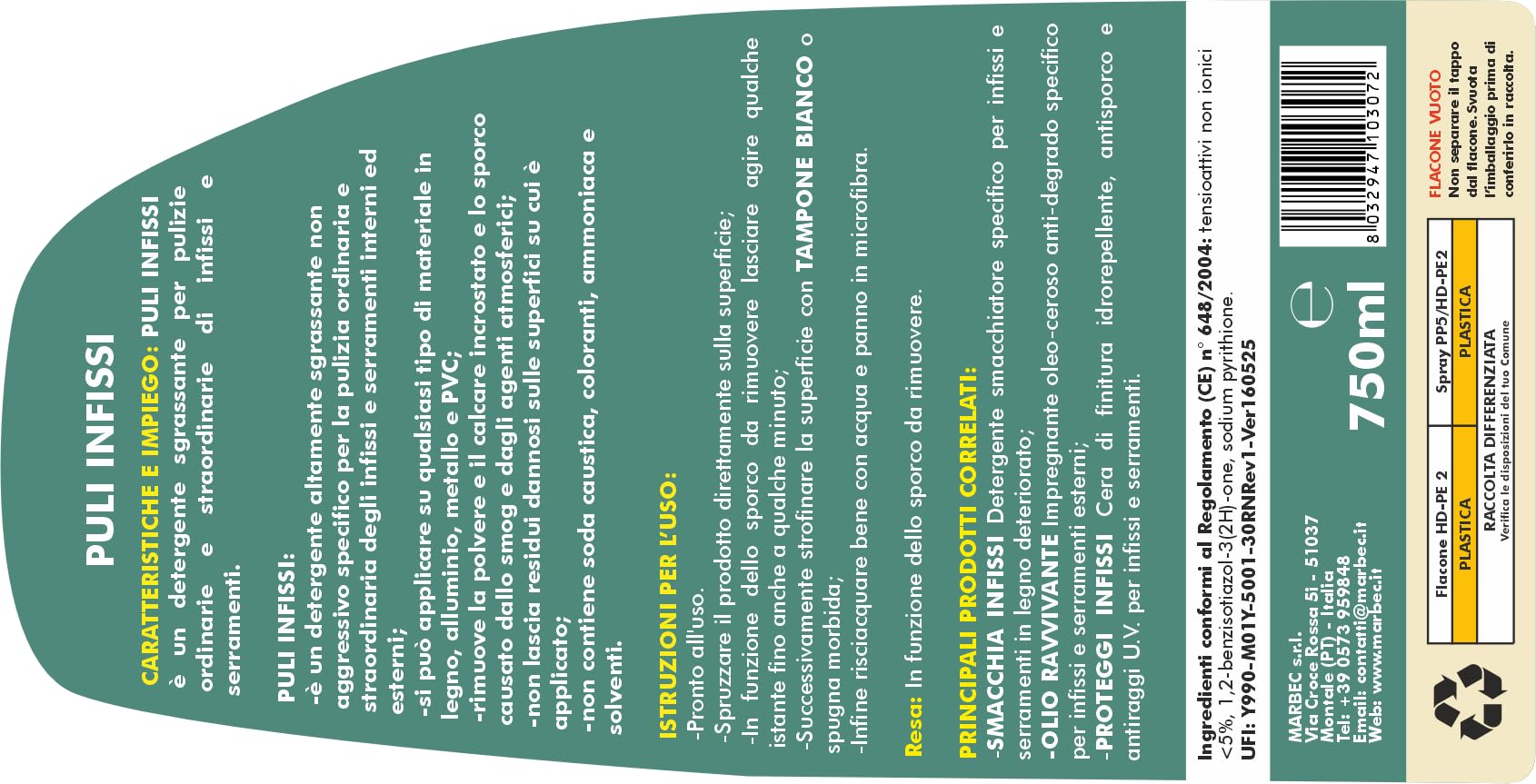 MARBEC KIT MANUTENZIONE INFISSI Kit completo per la pulizia e la protezione di infissi in Legno, Alluminio, PVC, Ferro e Metallo danneggiati dagli agenti atmosferici e dal degrado del tempo.