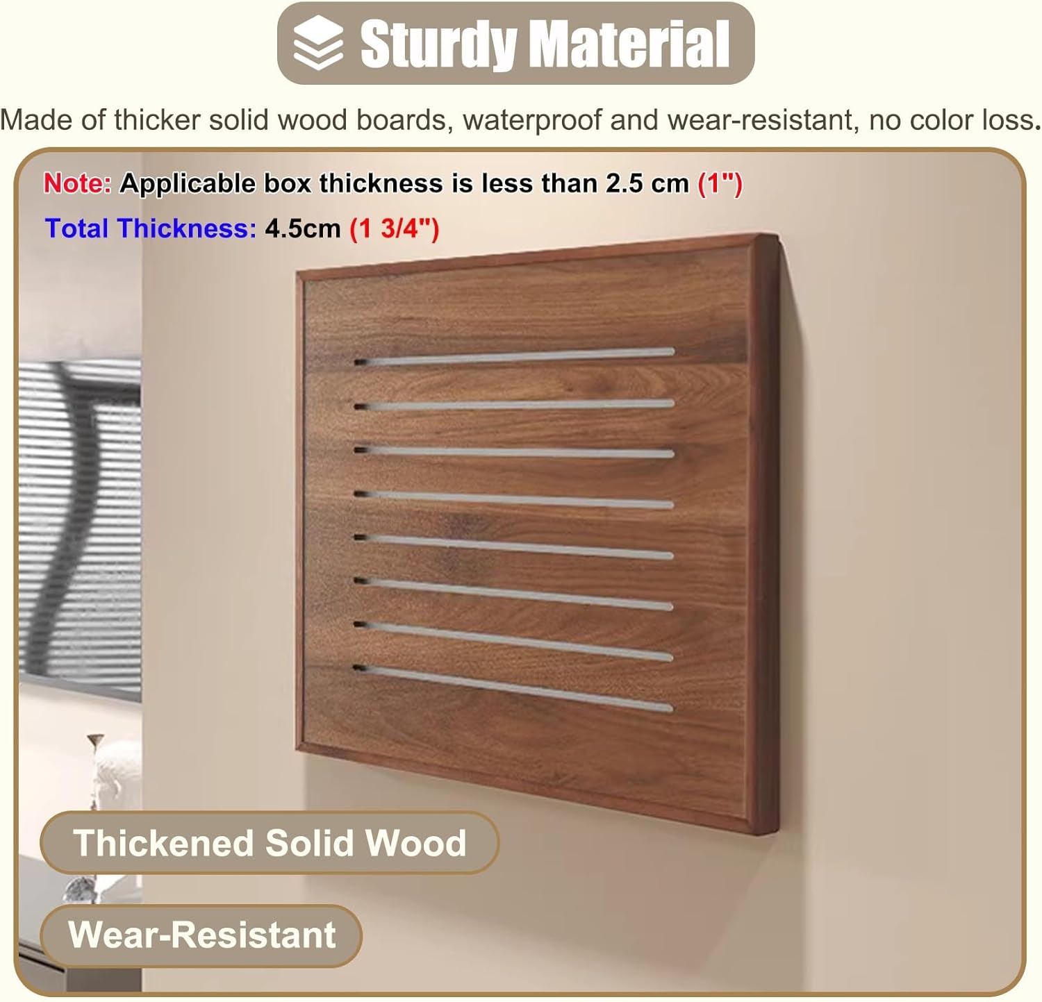 Vertical Electrical Panel Cover Wooden, Wall Mounted Circuit Breaker Box Cover, Customizable Alarm Electric Panel Covers (Natural 50x60cm)
