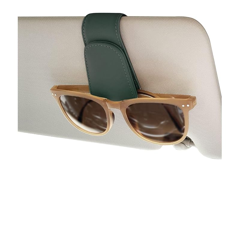 Porta-Óculos Magnético para Para-Sol em Couro Sintético Ompellus Verde OP-S01, Kit com 2