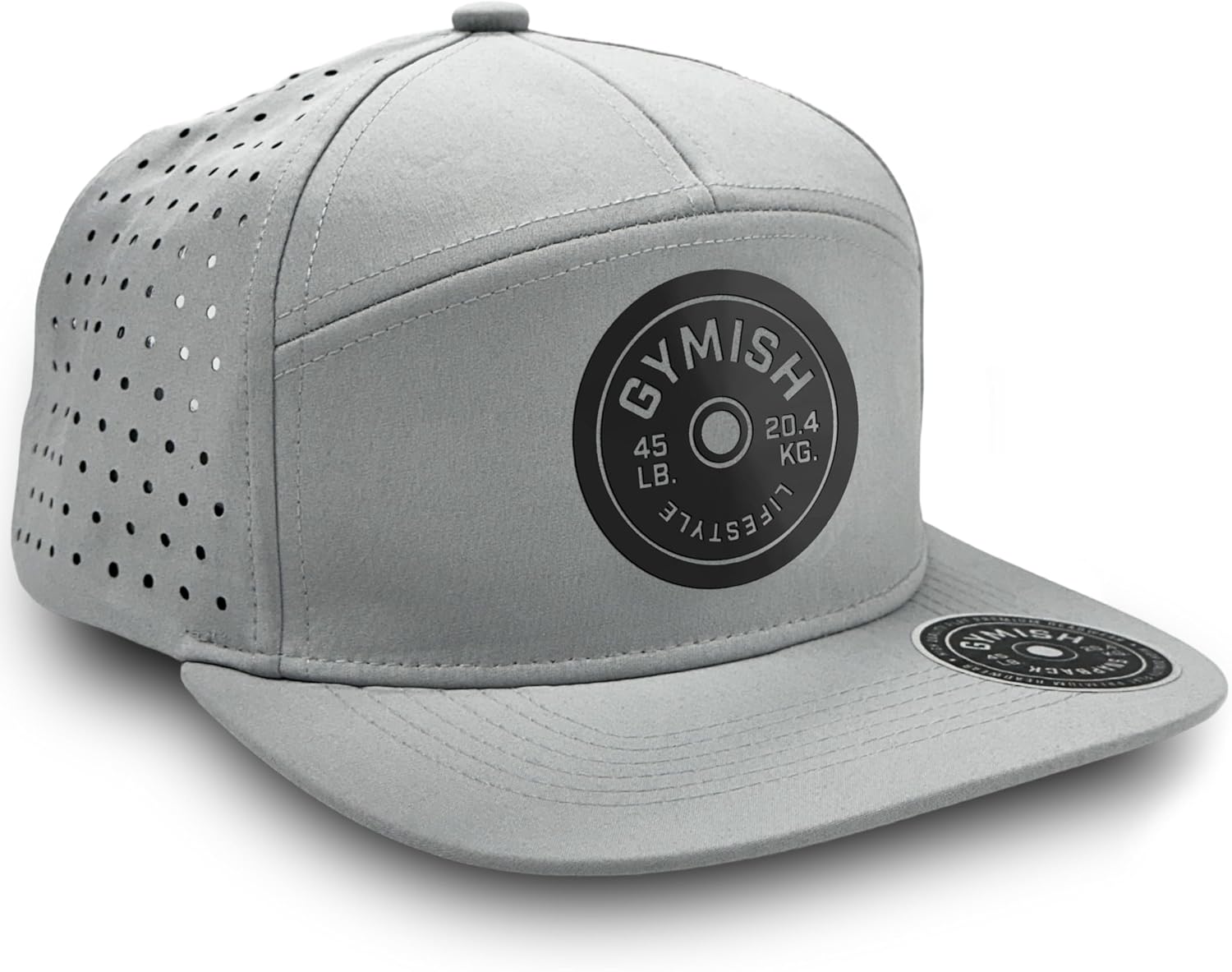 Gym Weight Plate Workout Hat for Men Classic 7 Panel Laser Vented Snapback Hat Mens Gifts