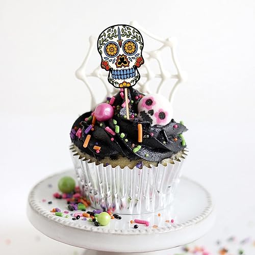 Miniatura 2 de 144 piezas de decoración para cupcakes del Día de los Muertos – Calavera de Halloween, palillos de dientes, palillos de dientes, suministros para