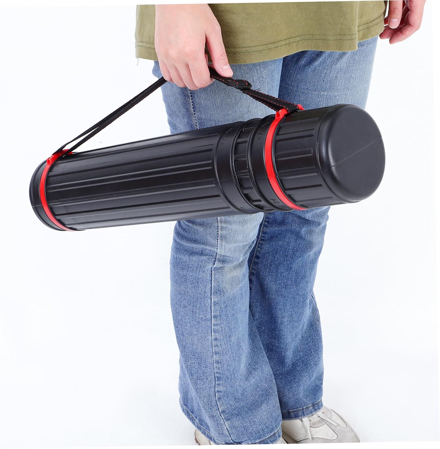 Gadpiparty Expandable Telescoping Poster Tube Holder Adjustable Hard Plastic Storage Tube for Blueprints Documents and Artwork Transport Travel-friendly Design Black Medium