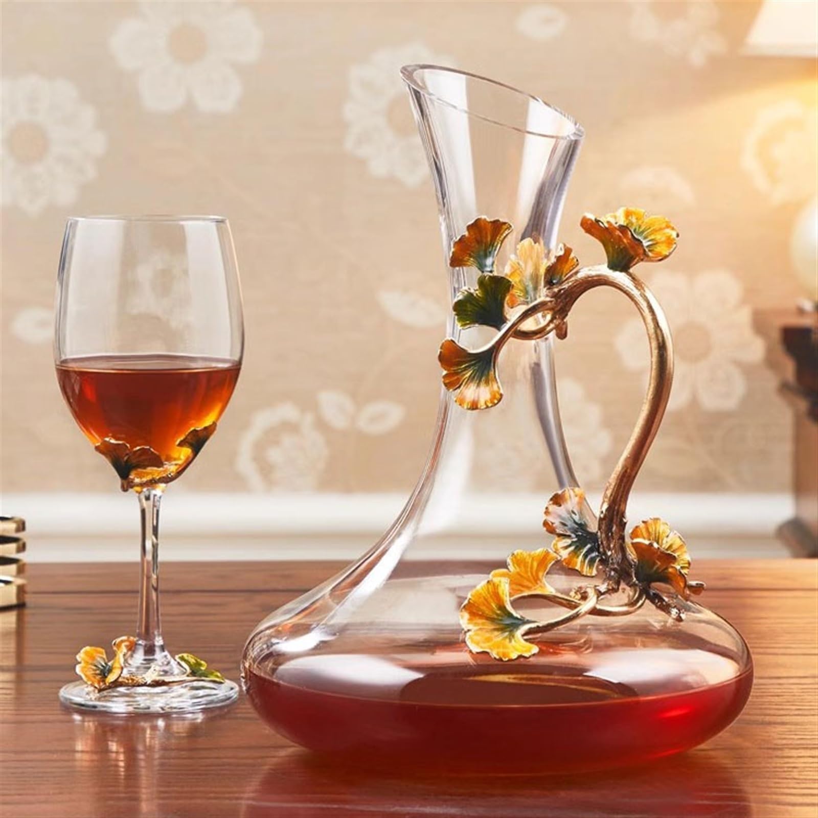 Caraffa decantatore vino Set di 7 bicchieri da vino rosso smaltati Calice senza piombo Dispositivo raffreddamento del for la casa Bicchiere bordeaux creativo lusso squisito