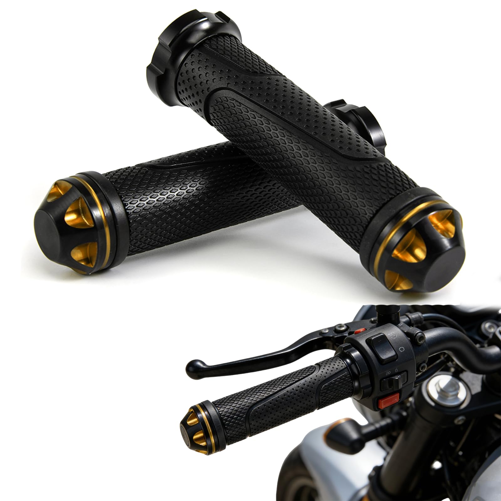 Poignée Moto Universel 7/8" Poignet Moto 22mm Aluminium Poignées pour Cafe Racer Bobber Chopper Scooter E-Bike ATV UTV Street Bike Dirty Bike