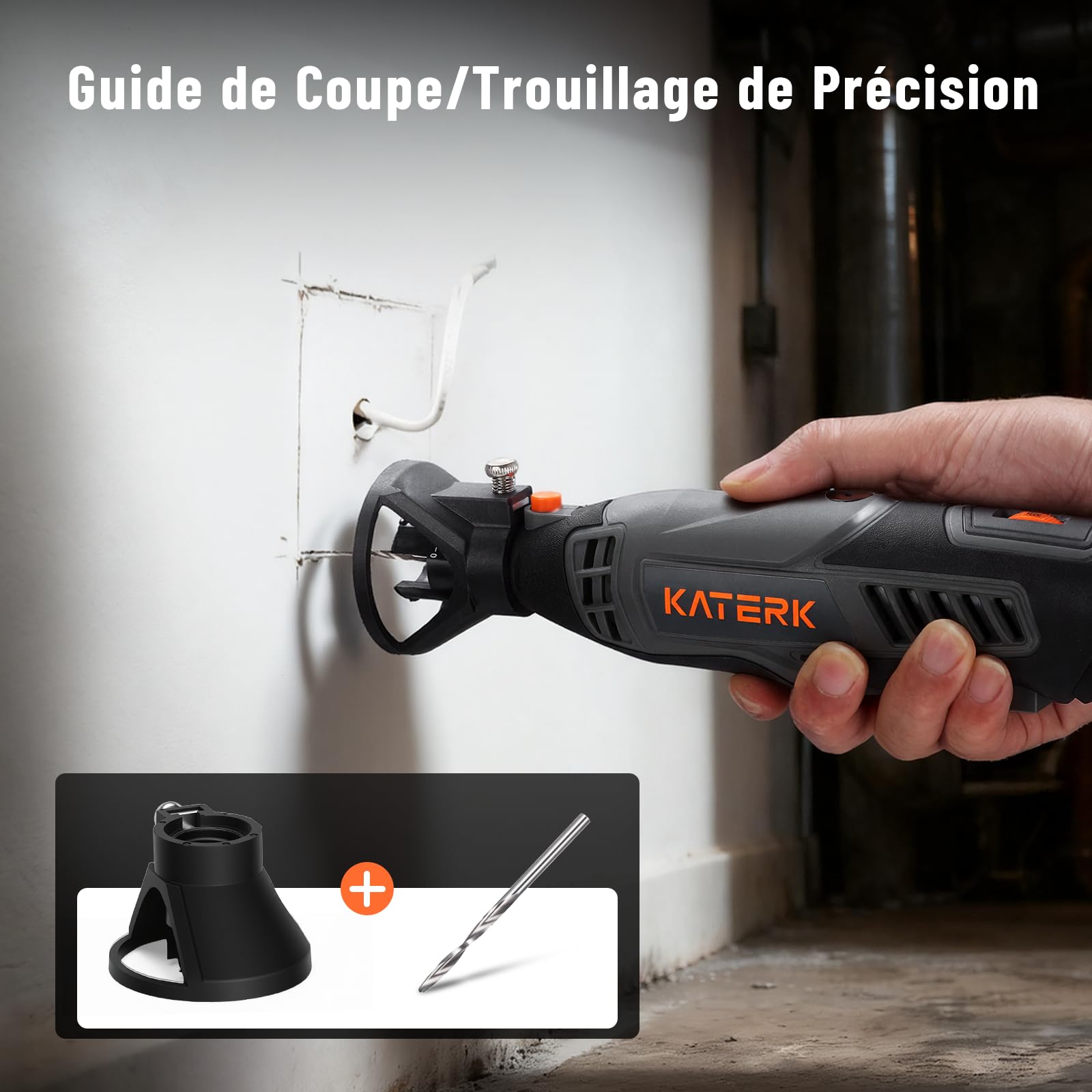 Katerk Outils Rotatifs Multifonction 160W, Outil Rotatif Multifonction avec 155 Accessoires, 6 Vitesses Réglables, 35000RPM Tours/min, Parfait Pour la Coupe, Le Ponçage de Détail