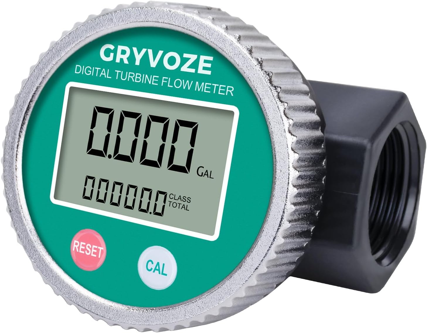 1 Inch PP Digital Turbine Flow Meter, 2.6-26 GPM Inline NPT Thread Flowmeter for Urea, Chemicals, Acid and Alkaline Liquids, Water, Diesel, Gasoline, Kerosene, and Other Liquids.