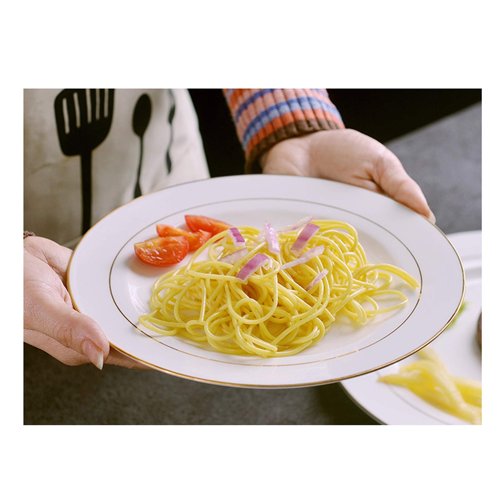 Piatto da cena Piatti da 10 pollici Piatto da pranzo for uso familiare, piatto da antipasto in ceramica con finiture in oro for catering, bistecca classica, piatto da portata for pasta, piatti da tavo