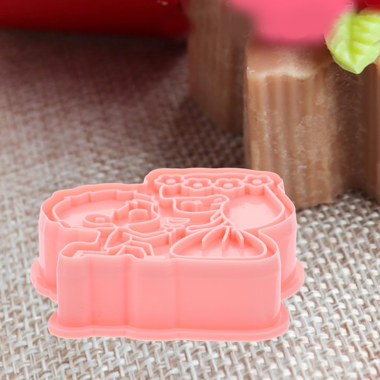 ABOOFAN 4 Sätze Keksform Keksausstecher Stempel Kuchenform Keks Backen 3d-ausstecher Plätzchen-stempel Essbar Schokoladenform Pralinenförmchen Gummiform Festform Pp Rosa 8 Stück * 4