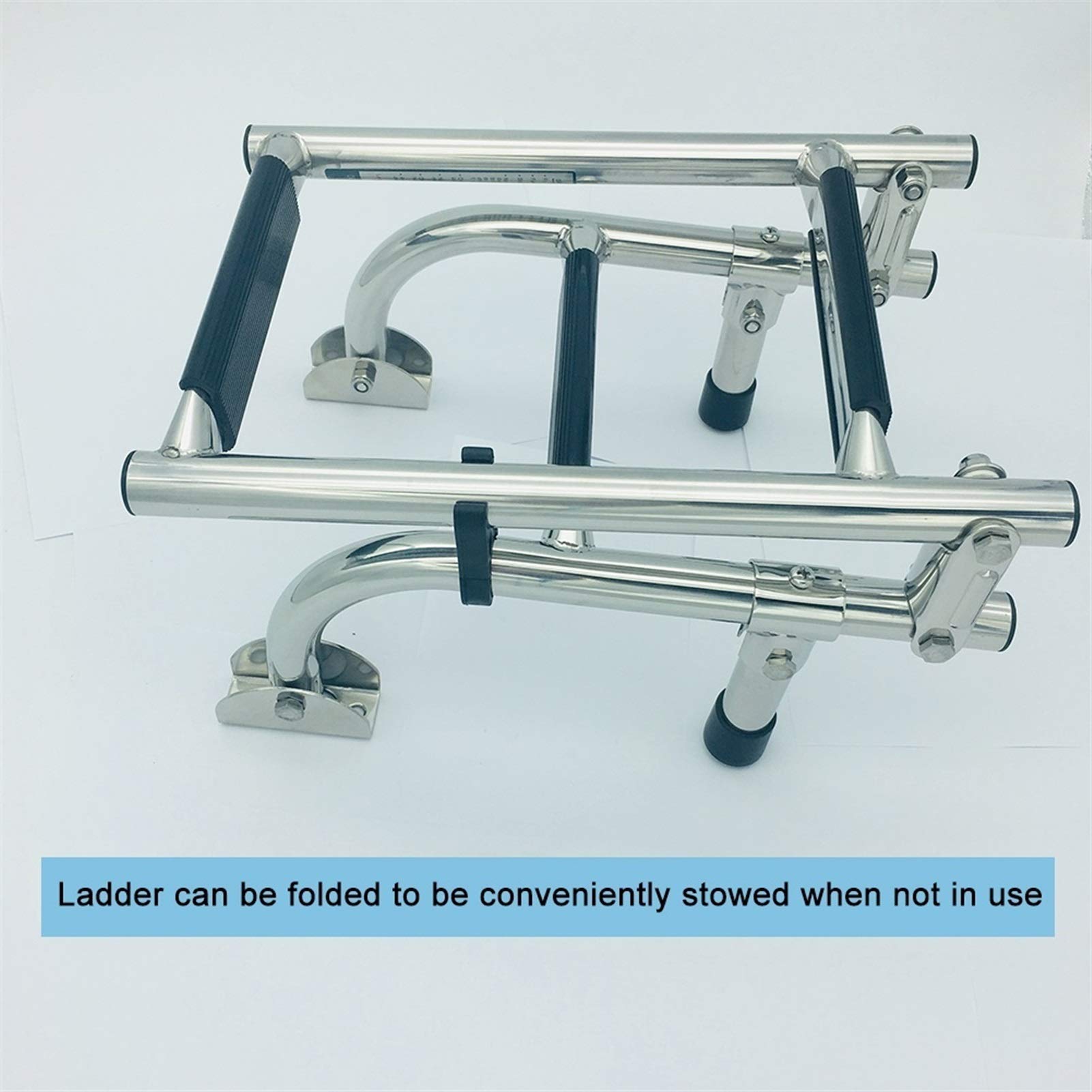 Scaletta per Barche a 3 gradini, Scala Pieghevole in Acciaio Inox per pontoni, gommoni, Camper, Yacht, Piscine, pontili, Portata Massima 150 kg (330 libbre).