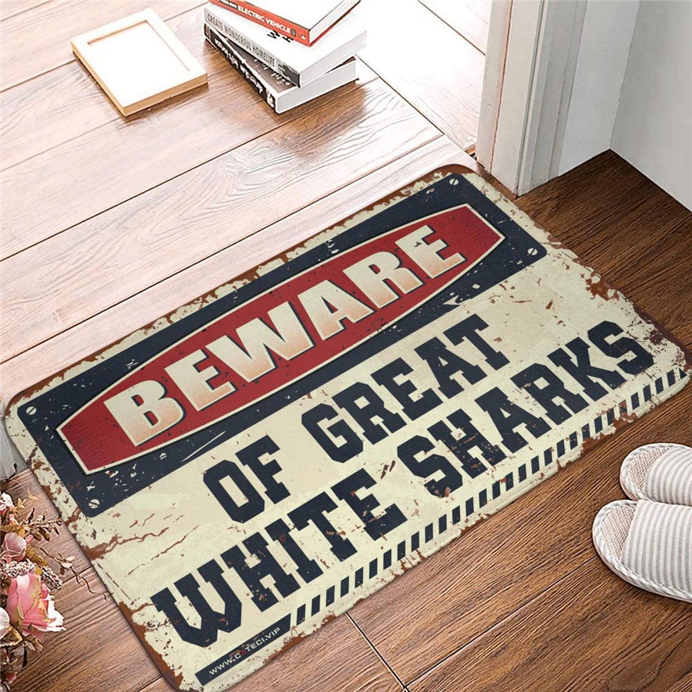 Tapis Méfiez-vous des grands requins blancs décorations de bière man cave stuff