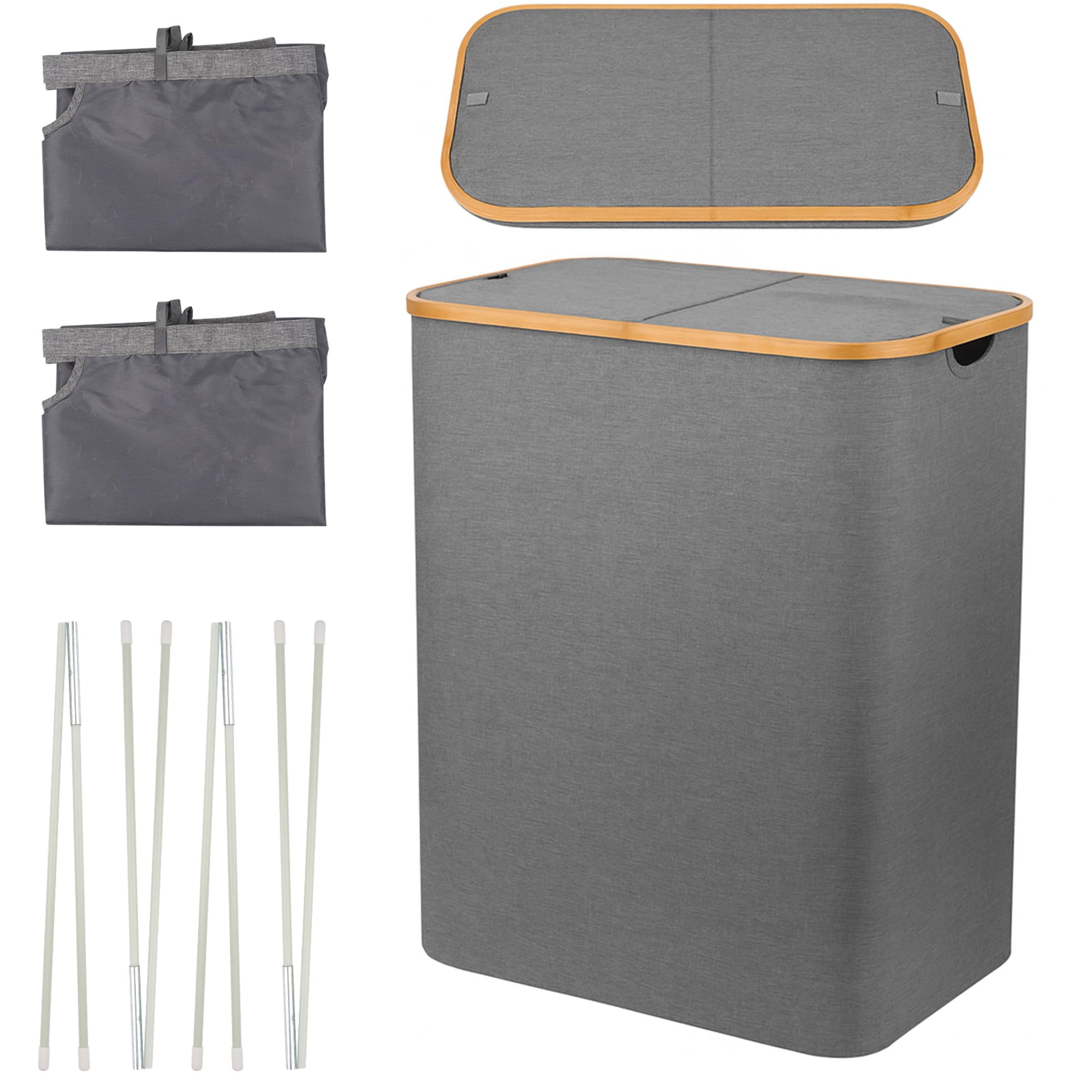 Panier à linge avec couvercle contre le désordre et grand volume 140L