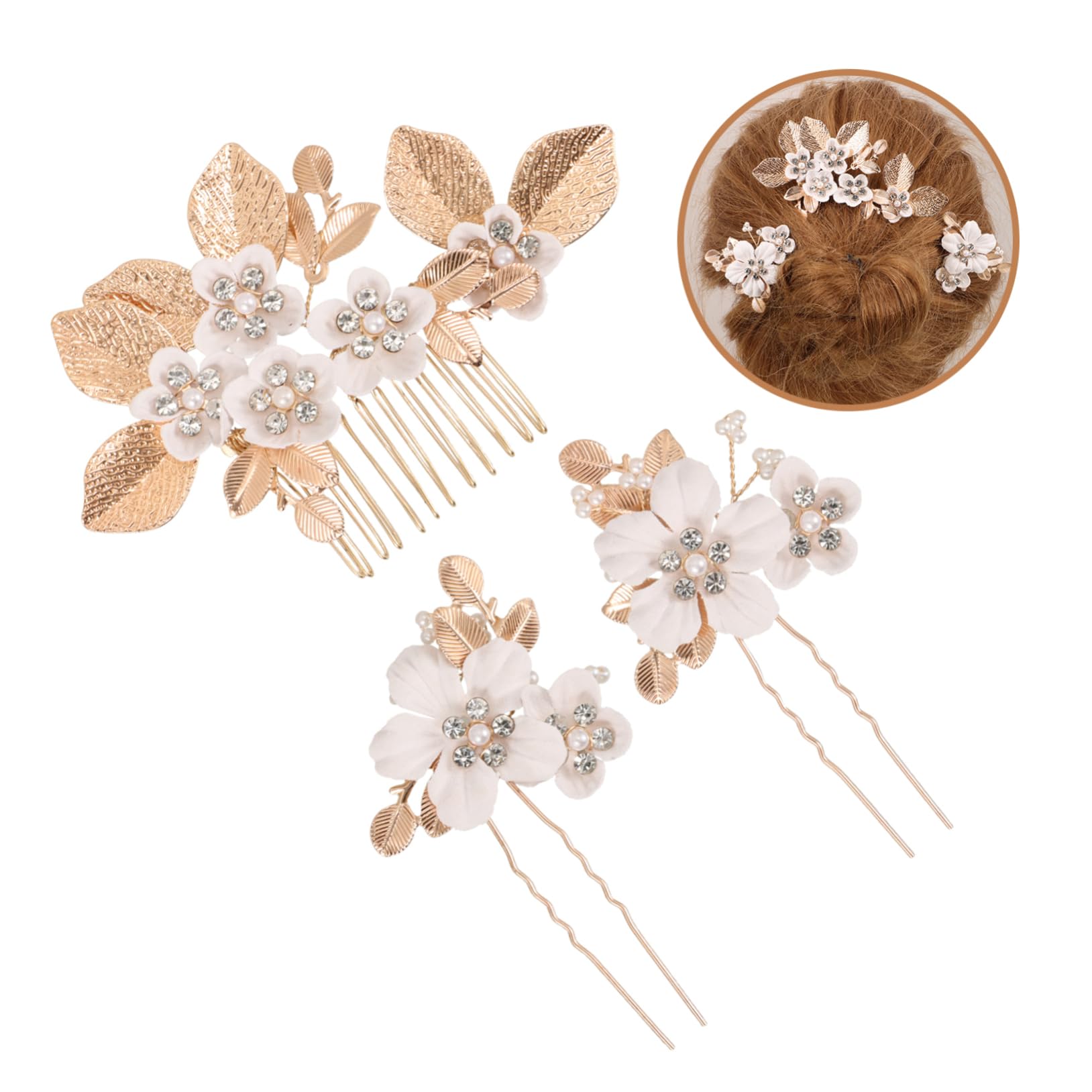 FOMIYES 4 Sets Blätter Und Blumen Haarkamm Hochzeit Haarkamm Clip Braut Kopfschmuck Blumen Haarnadel Haarschmuck Für Mädchen Für Mädchen Dekorative Haarkämme