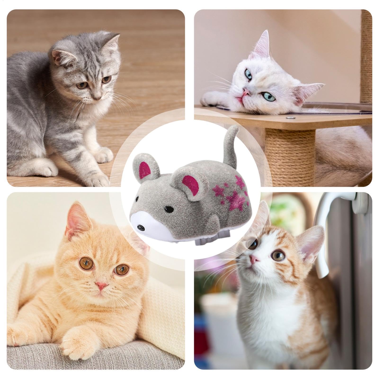 Giocattolo elettronico mobile per gatti, criceti di peluche che scricchiolano per gatti,Giocattolo di gatto in giro di simulazione elettrica | Giocattolo di esercizio per animali domestici in tessuto