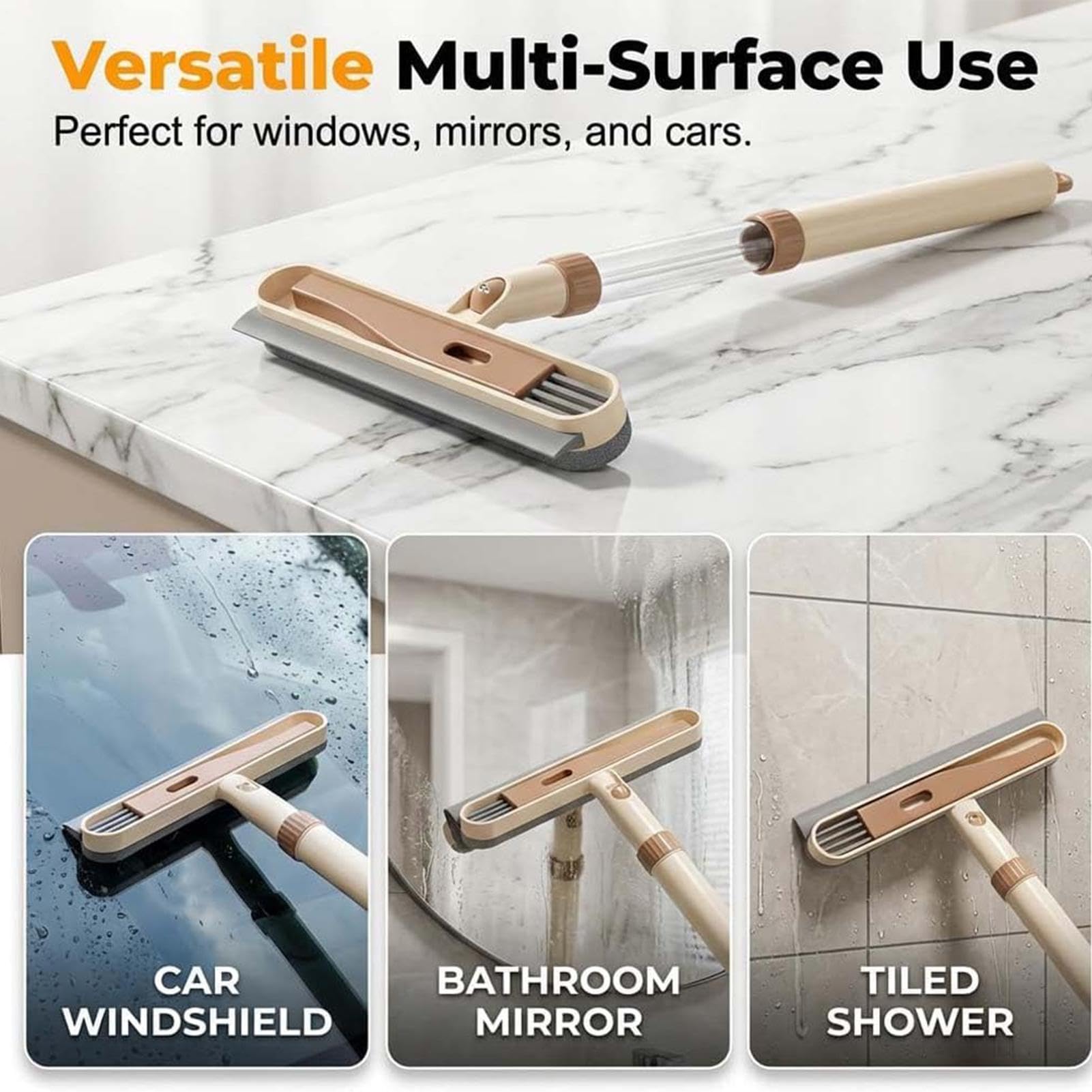 Limpiacristales de mampara de ducha Cepillo extensible quitapolvo | Rasqueta limpia cristales Para en baño, ducha, puertas de vidrio, parabrisas, hogar, dormitorio y coche