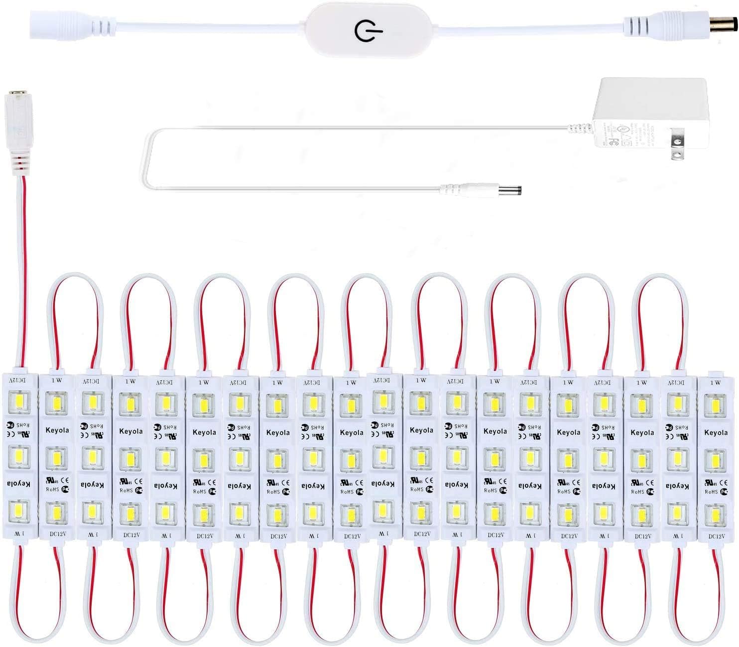 10ft Plug-in Under Cabinet LED Lighting Kit, 60-LED 2400lm 6000K Daylight Strip with Touch Dimmer, Cuttable IP44 for Kitchen, Closet, Vanity & Display Cases