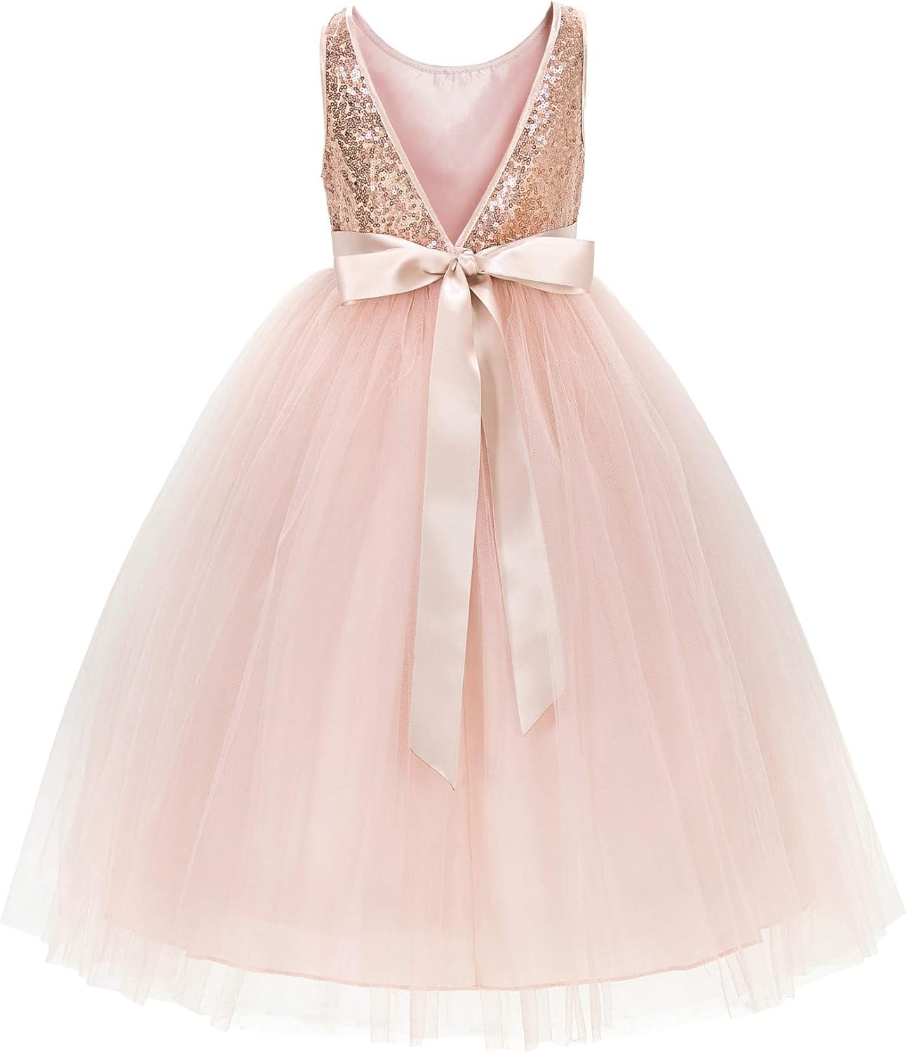 ekidsbridal Sequin V-Back Junior Flower Girl Dress Princess Bride Toddler Daily Gown LG1