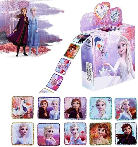 Miniatura 3 de Paquete de 2 calcomanías de princesa para niños en 20 diseños, 400 calcomanías de rollo de recompensa, calcomanías de rollo de 1-12 pulgadas para
