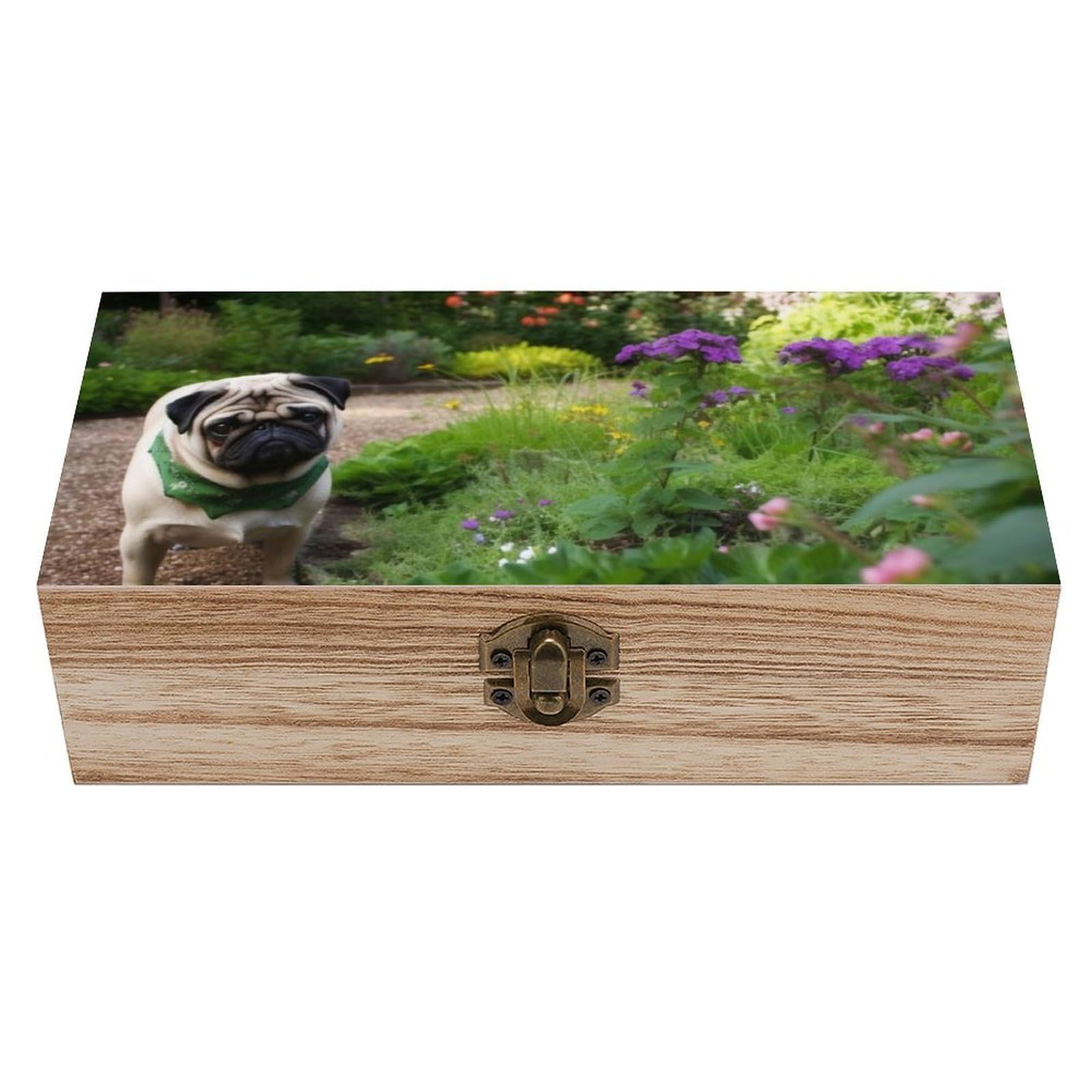 HLBSDM Dod in The Garden Memory Jewelry Wooden Box, Large Wooden Treasure Chest Boxes with Hinged Lid, Photos Storage Case for Women Men, Wooden Keepsake Box, 7.9'' X 3.9'' X2.3''