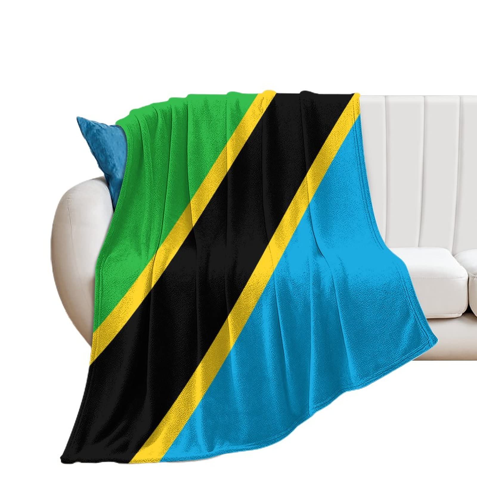 Couverture drapeau Tanzanie jeté de lit en flanelle douce chaude pour canapé 127x152 cm