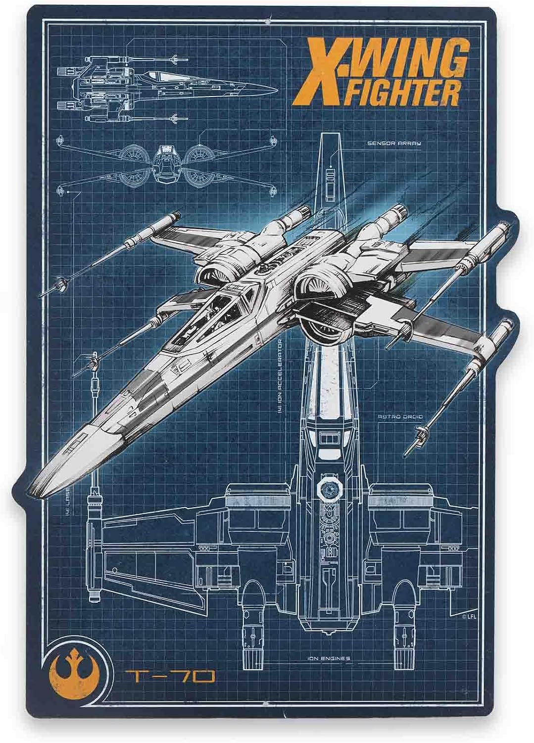 Open Road Brands ディズニー スターウォーズ X-Wing スターファイター 回路図 メタルサイン - ビンテージX