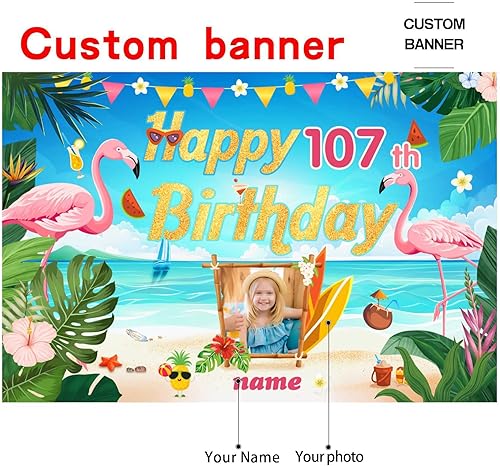 Vista 38 de Cartel personalizado de decoración de cumpleaños número 107 con temática de castillo y princesa, pancarta de tela personalizada para suministros