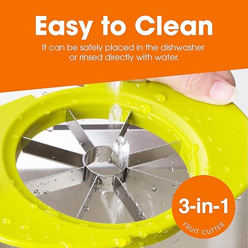 Miniatura 4 de Cheer Collection Juego de 3 rebanadoras de frutas y verduras, descorazonador multifuncional de manzana, rebanador de mango y tomate, utensilios de
