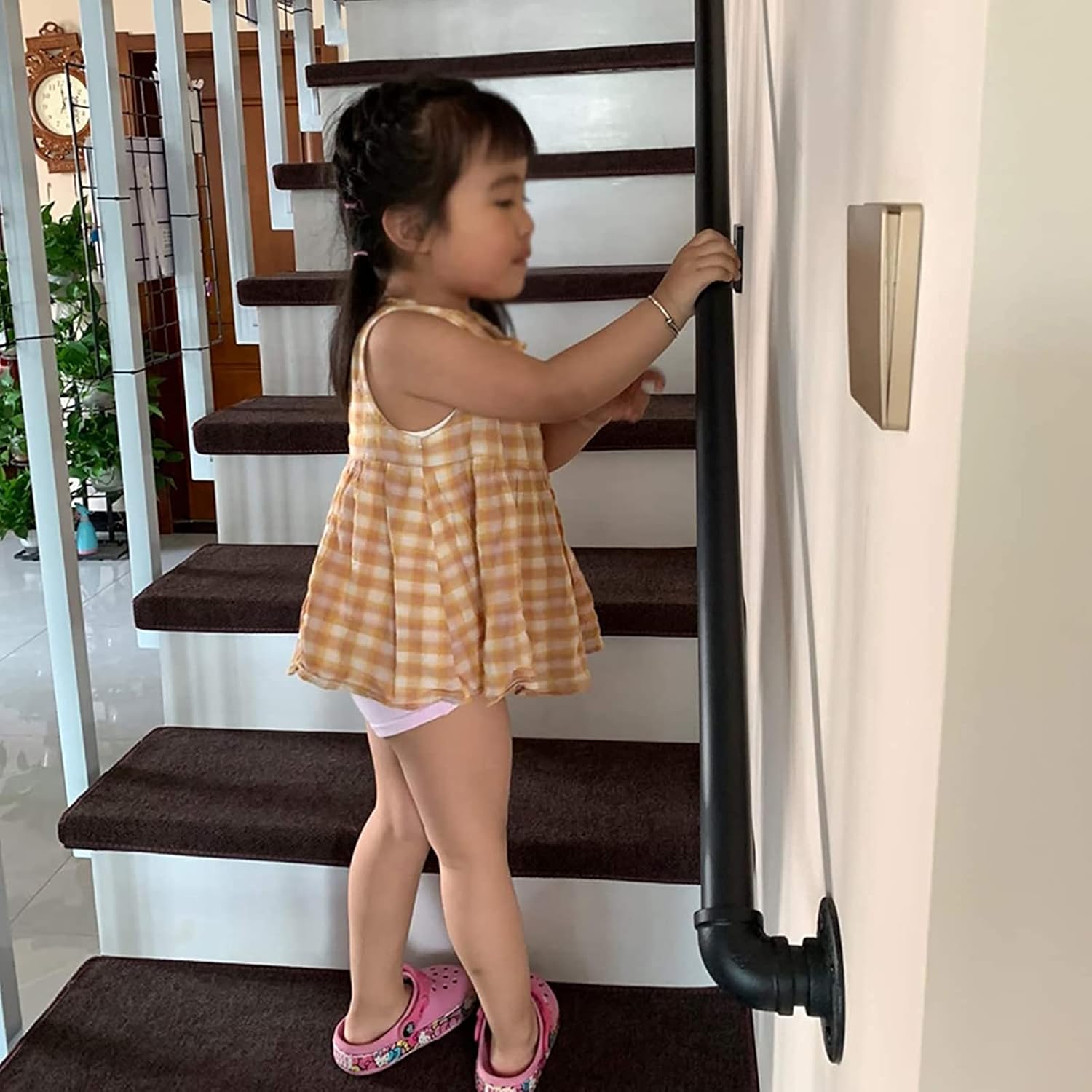 (1ft-20ft) Staircase Handrail. Wrought Iron Banister Rail Wall Support Hand Railings, Old Man Children Stair Grab Bar, Complete Kit (Color : A, Size : 1ft)