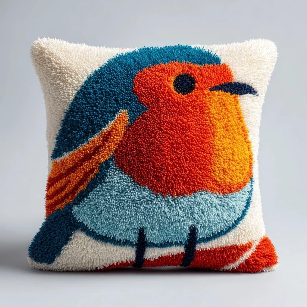 AxiangziK DIY Latch Hook Pillow Kit,Lovely Robin