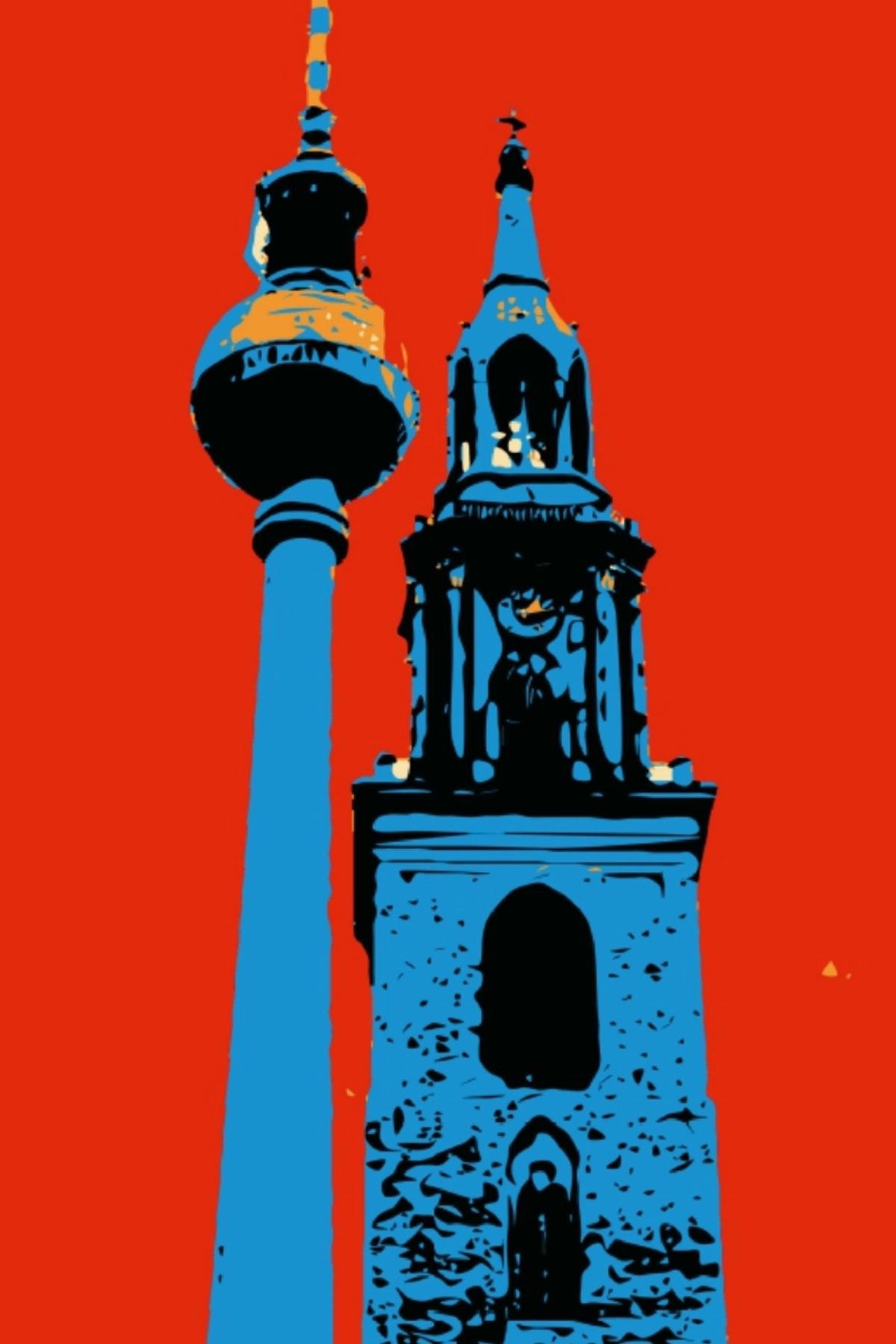 Premium Textil-Leinwand 80 x 120 cm Hoch-Format BERLIN POP-ART | Wandbild, HD-Bild auf Keilrahmen, Fertigbild auf hochwertigem Vlies, Leinwanddruck von Reinhard Sock