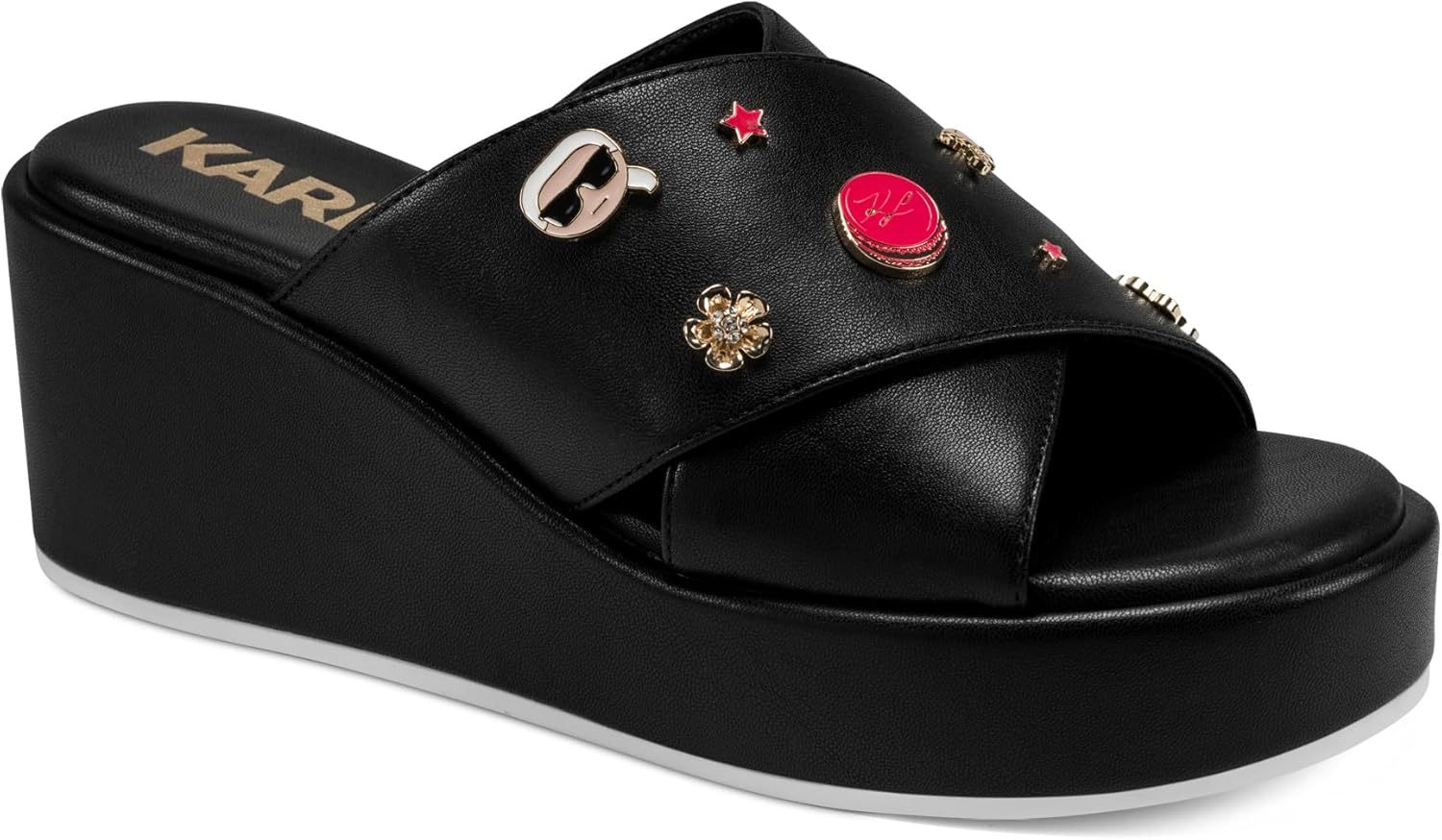 KARL LAGERFELD Women's Caleigh Platform Wedge Sandal With Pins