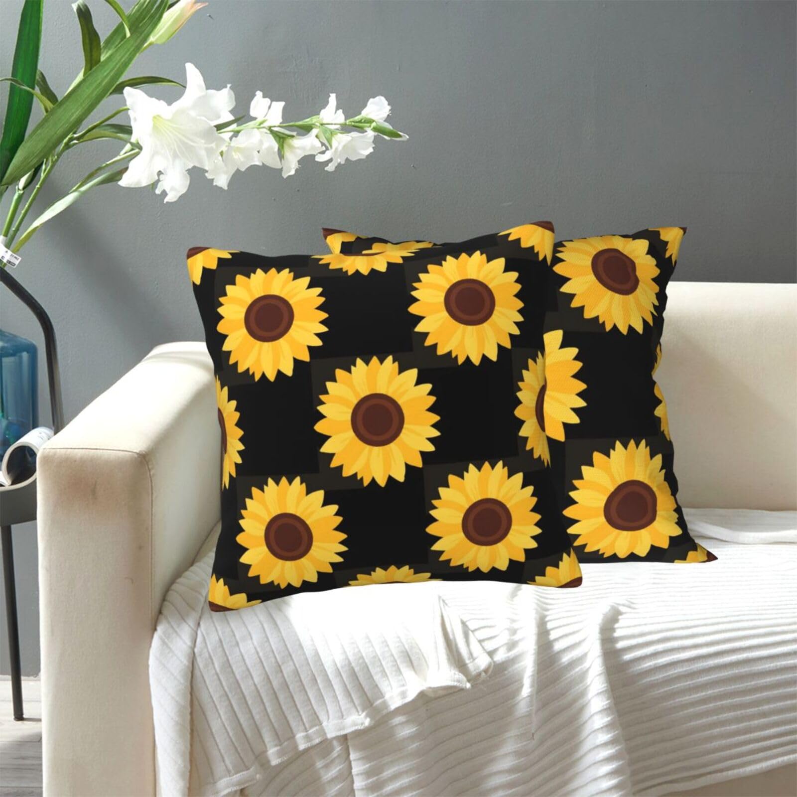FekiLoot Decorative Throw Pillow Covers Modern Farmhouse Pillowcase Double Sided Cozy Cushion Cover for Sofa Couch Bed 12"X12" Sunflower