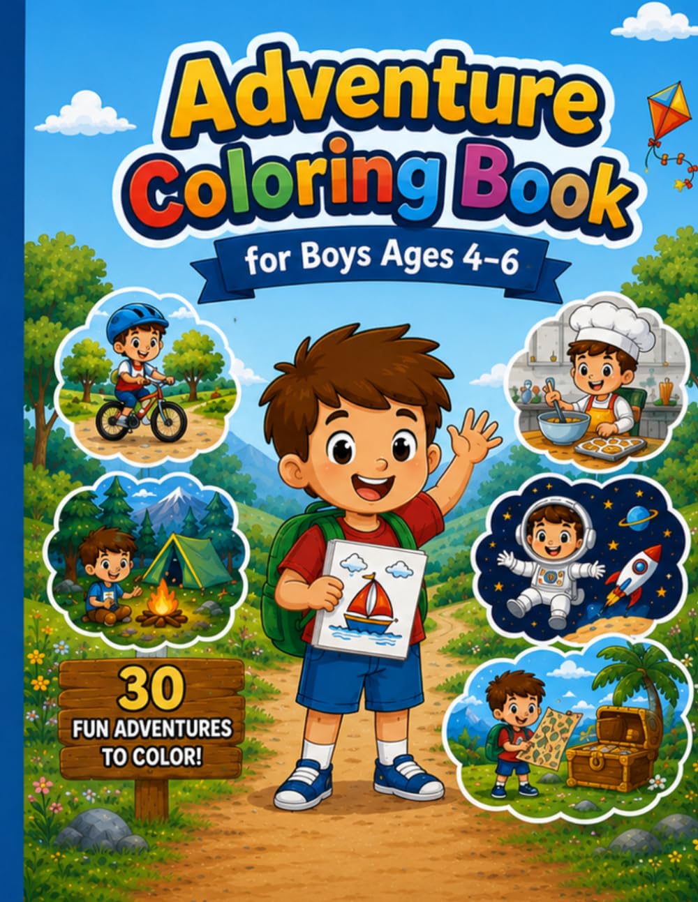 Adventure Coloring Book for Boys Ages 4–6: 30 Fun Everyday Activities for Kids to Color, Learn, and Enjoy
