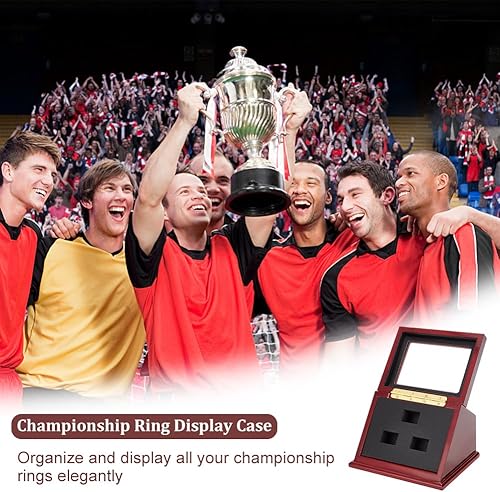 Miniatura 6 de AHANDMAKER Caja de almacenamiento para anillos de 3 solts, caja de madera con sombra para anillos de campeonato, regalo para fanáticos de los
