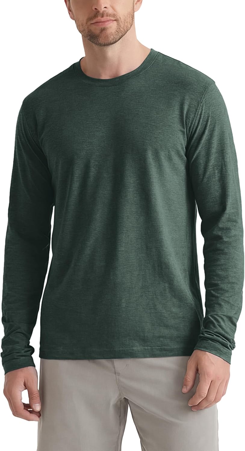 ASLABCREW Men's Everyday Comfort Long Sleeve T-Shirt, Ultra-Soft Crew Neck Tee with UPF 50+ & Moisture Wicking