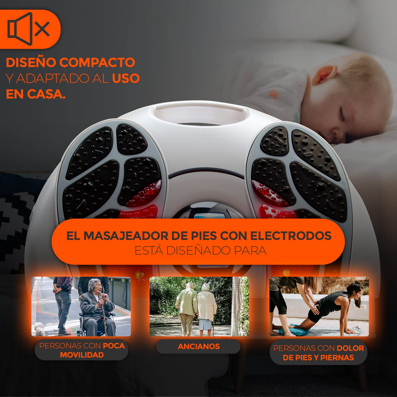 Estimulador Circulatorio de Impulsos Eléctrico, Masajeador de Pies con Electrodos, 99 Niveles de Intensidad, Control Remoto, Masajeador Electrico, Salud